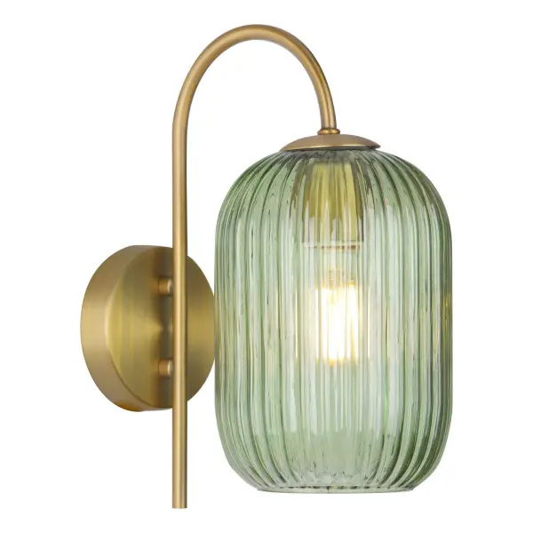 Idra Ages Bronze Wall Light C/W Green Ribbed Shade